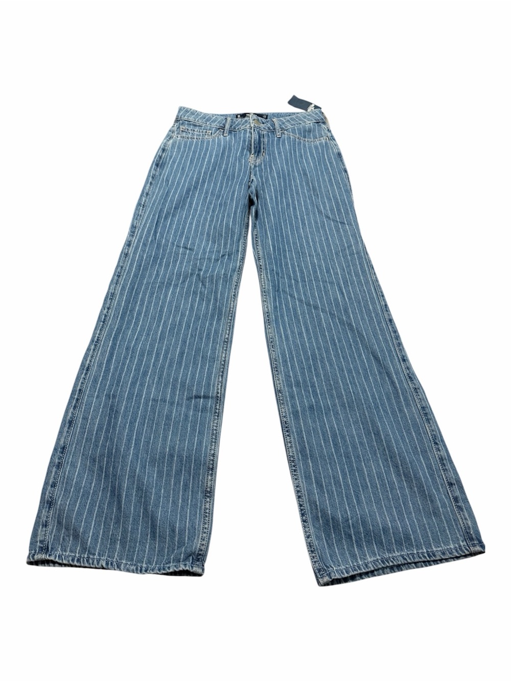 NWT Hollister Low Rise Vintage Baggy Vertical Pin Stripe Wide Leg Jean Size 1/25